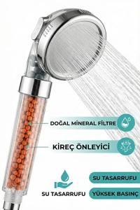 Boncuklu Tasarruflu Duş Başlığı - Kireç Önleyici Filtreli ve Tazyik Artırıcı Arıtmalı Duş Başlığı